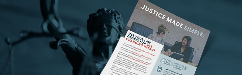 Download Justice Made Simple about volunteering as a lawyer at a Gospel Justice Center